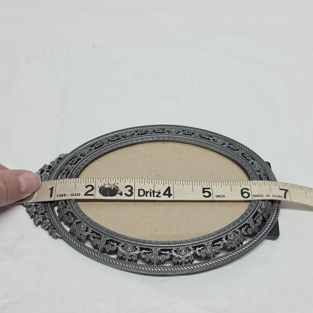 Vintage Pewter Ornate Filigree Picture Frame Ashley Manor Victorian Style Oval